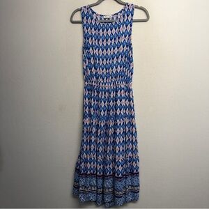 Beachlunchlounge Tank Dress Pink Blue Ikat M Keyhole Back